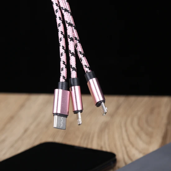 Cavo dati USB Lightning a ricarica rapida in tessuto di nylon in lega di zinco per il telefono Apple iPhone